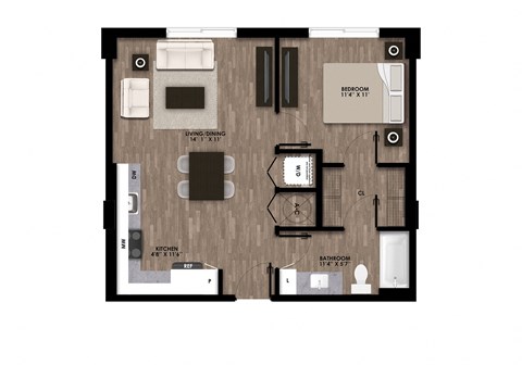 One Bedroom Floor Plan at Slate Seniorn Apartments in Miami FL